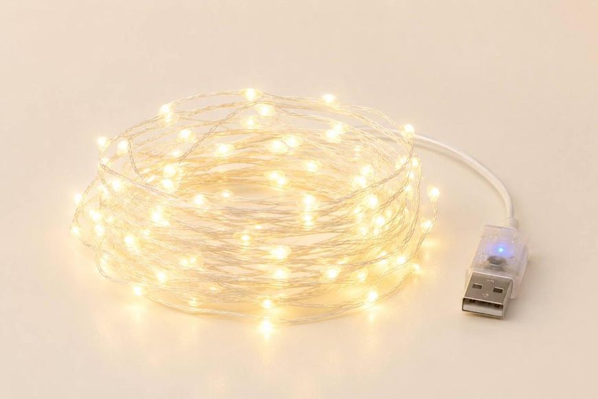 Гірлянда Роса 10 м USB, 100 LED, тепло білий R10USB-Y фото
