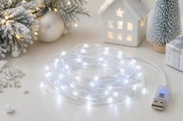 Гірлянда Роса 10 м USB, 100 LED, холодний білий R10USB-W фото