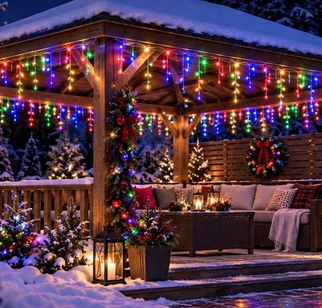 Вулична гірлянда &laquo;Бахрома&raquo; 3&times;0,8 м, 100 LED, мультиколір, 10% Flash, IP44, з конектором Bs3x0.8-M фото